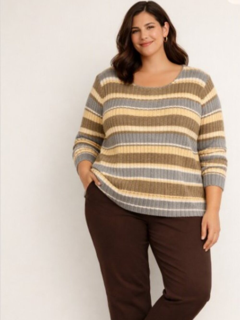 Vintage Jones New York Striped Ribbed Knit Pullover – Size 3X